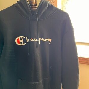 Black and white champion hoodie